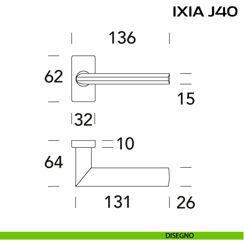 Maniglia per porta IXIA J40 Reguitti con rosetta rettangolare disegno