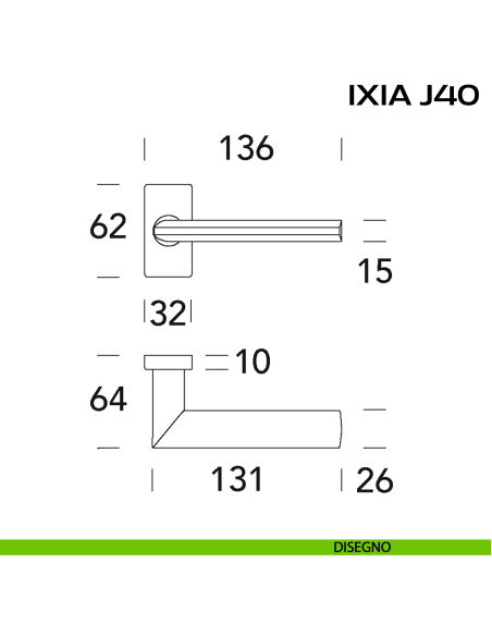 Maniglia per porta IXIA J40 Reguitti con rosetta rettangolare disegno