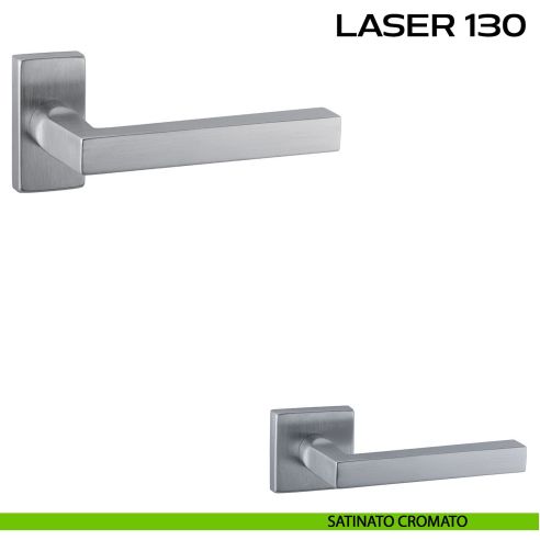 Maniglia per porta Laser 130 Reguitti con rosetta rettangolare satinato cromato