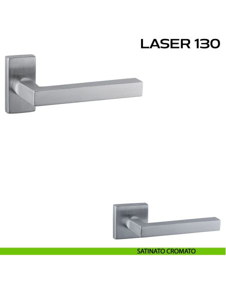 Maniglia per porta Laser 130 Reguitti con rosetta rettangolare satinato cromato