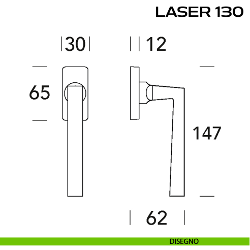 Maniglia per finestra martellina Laser 130 Reguitti disegno