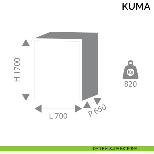 Cassaforte professionale a mobile Bordogna Kuma 460 - dimensioni esterne