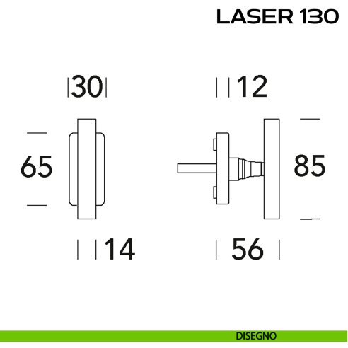 Maniglia per finestra martellina DK impugnatura a T Laser 130 Reguitti disegno