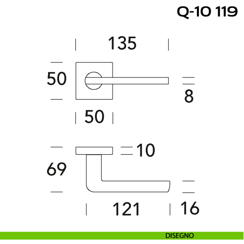 Maniglia per porta Q-10 119 Reguitti disegno