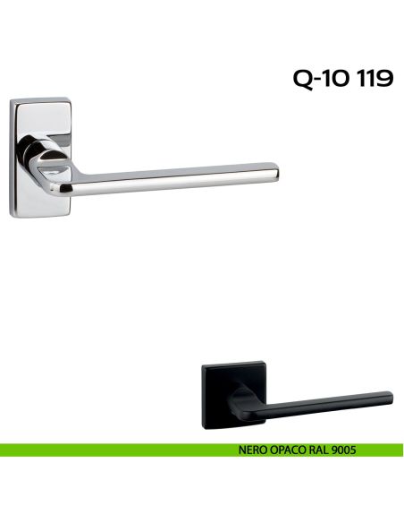 Maniglia per porta Q-10 119 Reguitti con rosetta rettangolare nero