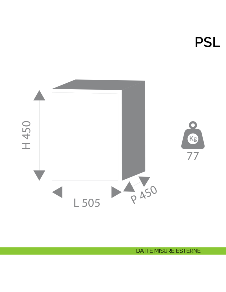 Armadio cassaforte ignifugo per custodia documenti Bordogna PSL 3 - dimensioni esterne