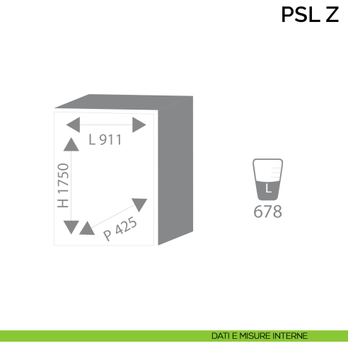 Armadio ignifugo a due battenti per custodia documenti Bordogna PSL 80 Z - dimensioni interne