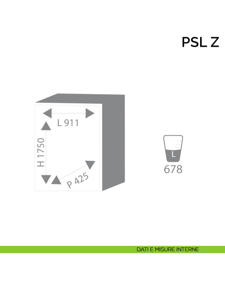 Armadio ignifugo a due battenti per custodia documenti Bordogna PSL 80 Z - dimensioni interne