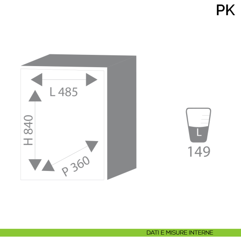 Armadio ignifugo per l'archiviazione e protezione dal fuoco di documenti Bordogna PK 420 - dimensioni interne