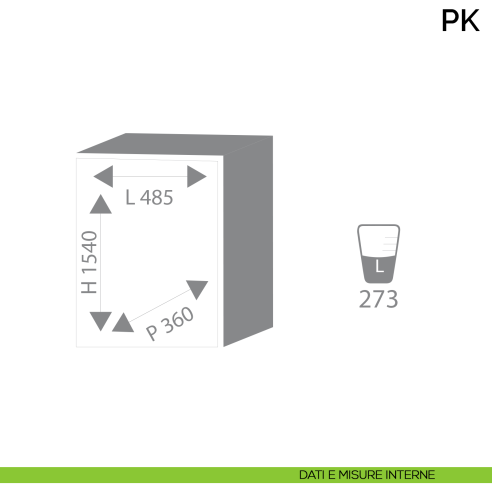Armadio ignifugo per l'archiviazione e protezione dal fuoco di documenti Bordogna PK 440 - dimensioni interne