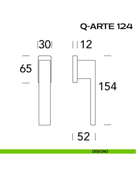 Maniglia per finestra martellina 124 Q-Arte Reguitti disegno