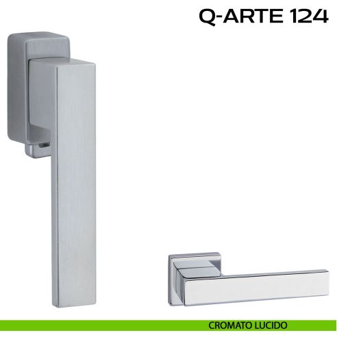 Maniglia per finestra DK con pulsante su placca Q-Arte 124 Reguitti lucido