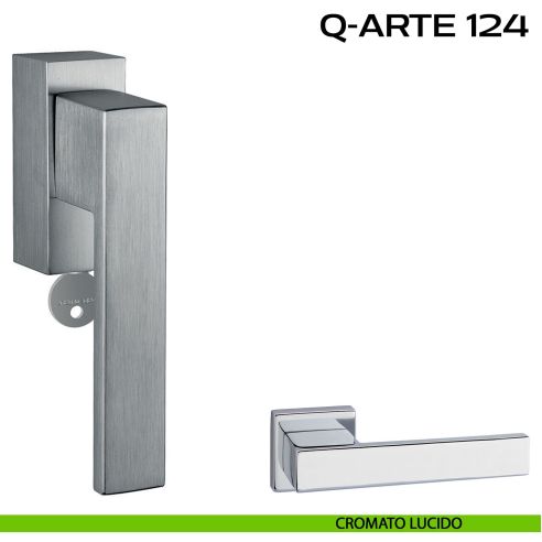 Maniglia per finestra martellina DK con chiave Q-Arte 124 Reguitti lucido