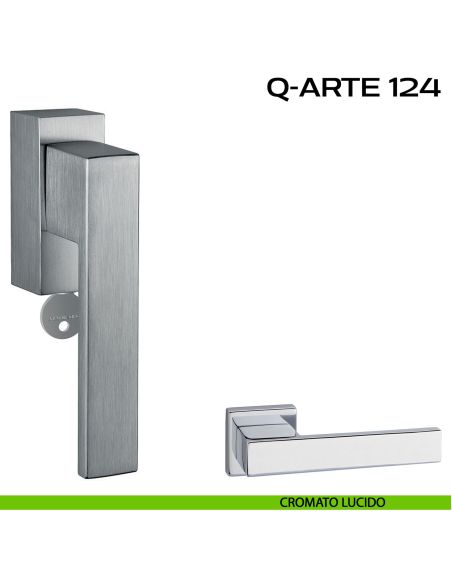 Maniglia per finestra martellina DK con chiave Q-Arte 124 Reguitti lucido