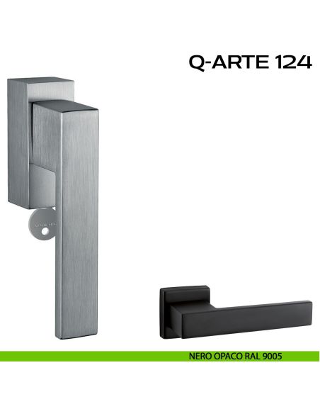 Maniglia per finestra martellina DK con chiave Q-Arte 124 Reguitti nero