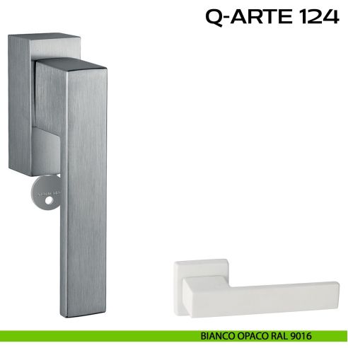 Maniglia per finestra martellina DK con chiave Q-Arte 124 Reguitti bianco