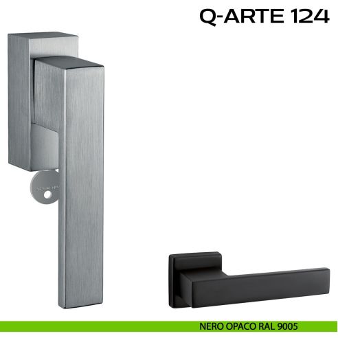 Maniglia per finestra martellina DK con chiave con funzione TBT Q-Arte 124 Reguitti nero