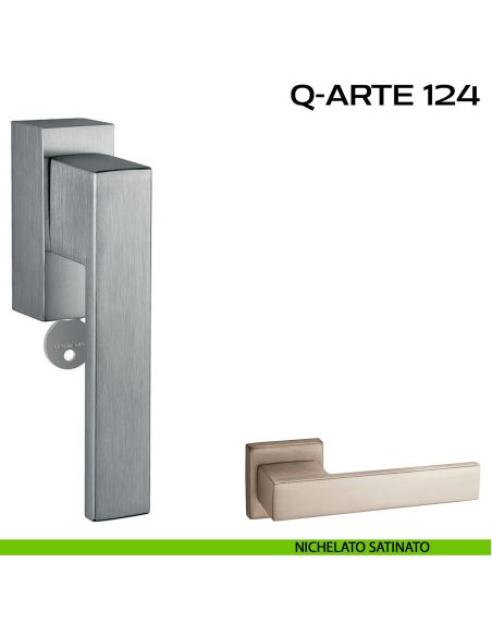 Maniglia per finestra martellina DK con chiave con funzione TBT Q-Arte 124 Reguitti nichel