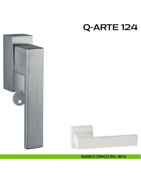 Maniglia per finestra martellina DK con chiave con funzione TBT Q-Arte 124 Reguitti bianco