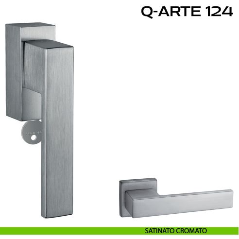 Maniglia per finestra martellina DK con chiave con funzione TBT Q-Arte 124 Reguitti cromo satinato