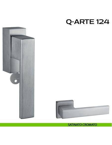 Maniglia per finestra martellina DK con chiave con funzione TBT Q-Arte 124 Reguitti cromo satinato