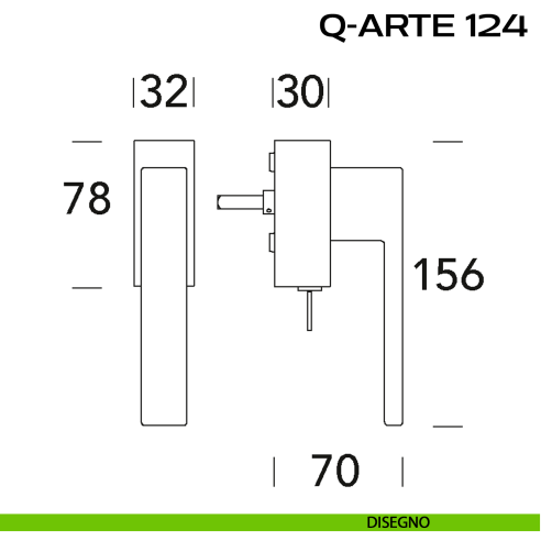 Maniglia per finestra martellina DK con chiave con funzione TBT Q-Arte 124 Reguitti disegno