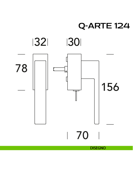Maniglia per finestra martellina DK con chiave con funzione TBT Q-Arte 124 Reguitti disegno