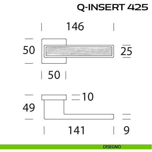 Maniglia in legno per porta Q-Insert 425 Reguitti disegno