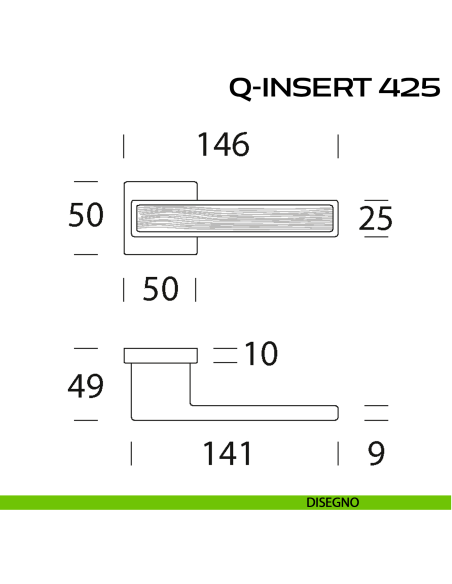 Maniglia in legno per porta Q-Insert 425 Reguitti disegno