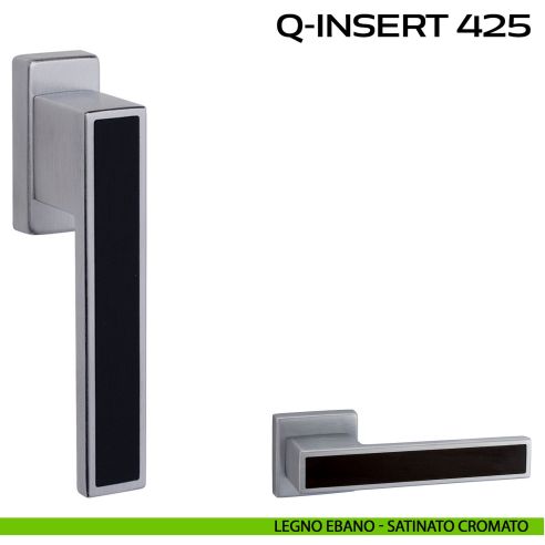 Maniglia in legno per finestra martellina Q-Insert 425 Reguitti satinato cromato - legno ebano