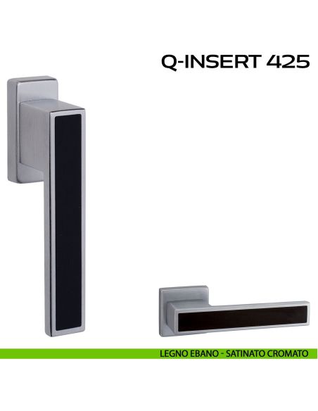 Maniglia in legno per finestra martellina Q-Insert 425 Reguitti satinato cromato - legno ebano