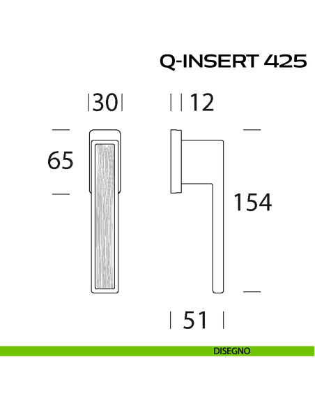 Maniglia in legno per finestra martellina Q-Insert 425 Reguitti disegno