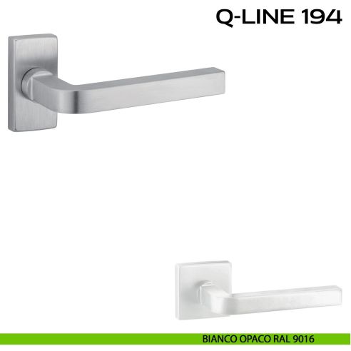Maniglia per porta Q-Line 194 Reguitti con rosetta rettangolare bianco