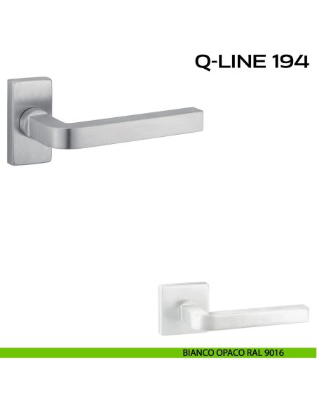 Maniglia per porta Q-Line 194 Reguitti con rosetta rettangolare bianco