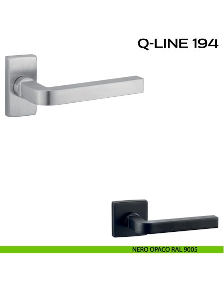 Maniglia per porta Q-Line 194 Reguitti con rosetta rettangolare nero