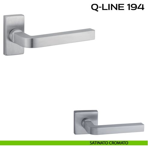 Maniglia per porta Q-Line 194 Reguitti con rosetta rettangolare cromo satinato