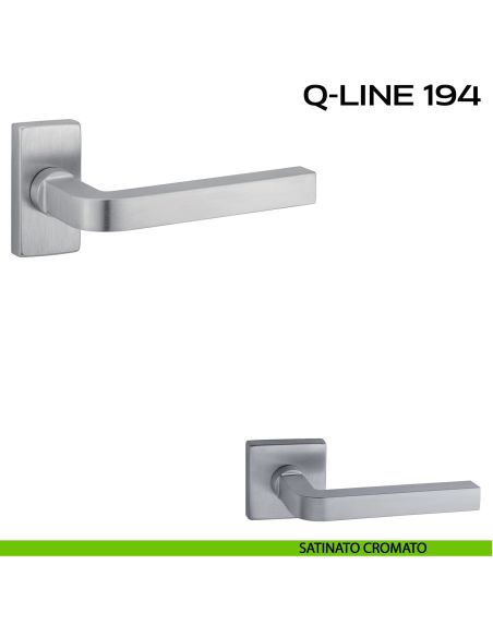 Maniglia per porta Q-Line 194 Reguitti con rosetta rettangolare cromo satinato