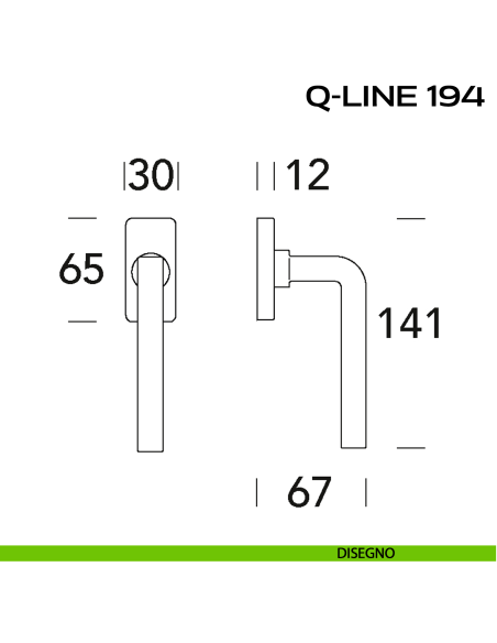 Maniglia per finestra martellina Q-Line 194 Reguitti disegno