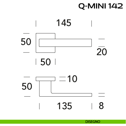 Maniglia per porta Q-Mini 142 Reguitti disegno