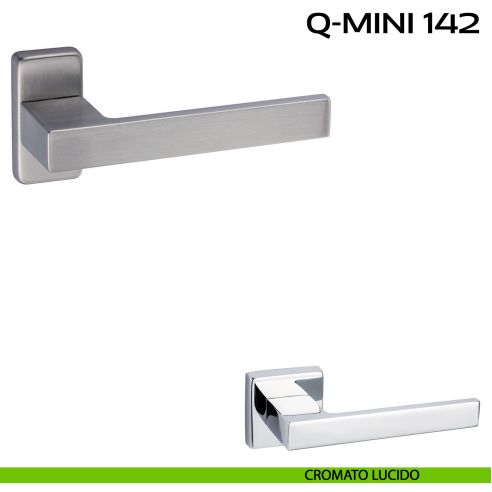 Maniglia per porta Q-Mini 142 Reguitti con rosetta rettangolare lucido