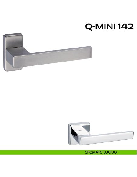 Maniglia per porta Q-Mini 142 Reguitti con rosetta rettangolare lucido