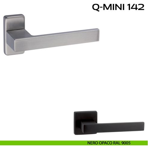 Maniglia per porta Q-Mini 142 Reguitti con rosetta rettangolare nero