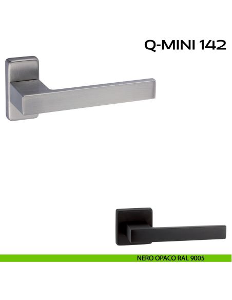 Maniglia per porta Q-Mini 142 Reguitti con rosetta rettangolare nero