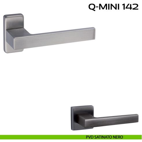 Maniglia per porta Q-Mini 142 Reguitti con rosetta rettangolare pvd nero