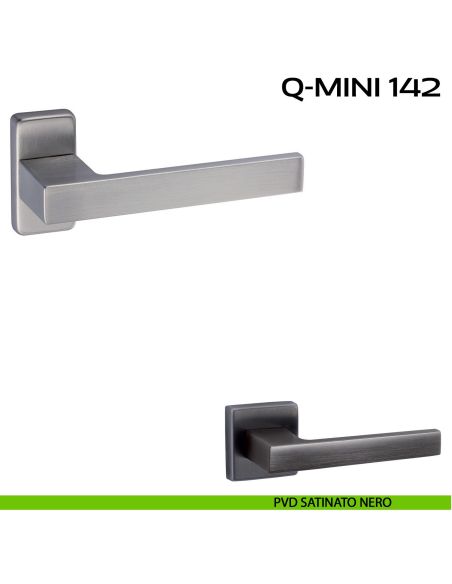 Maniglia per porta Q-Mini 142 Reguitti con rosetta rettangolare pvd nero