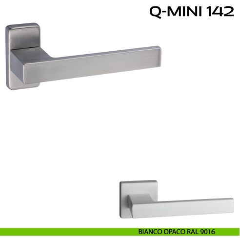 Maniglia per porta Q-Mini 142 Reguitti con rosetta rettangolare bianco