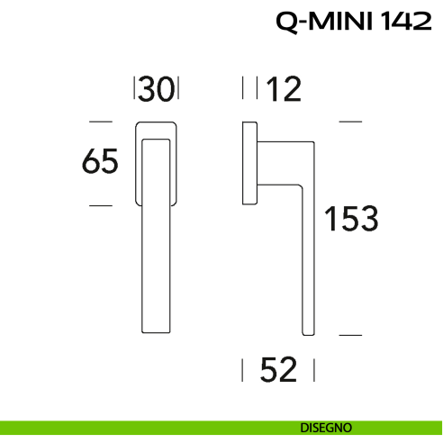 Maniglia per finestra martellina Q-Mini 142 Reguitti disegno