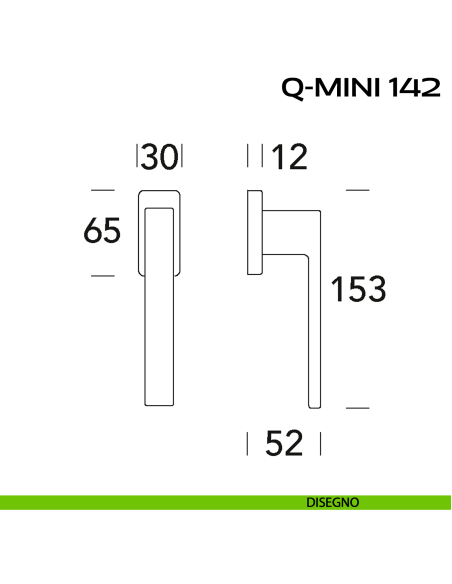Maniglia per finestra martellina Q-Mini 142 Reguitti disegno