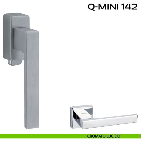 Maniglia per finestra DK con pulsante su placca Q-Mini 142 Reguitti lucido