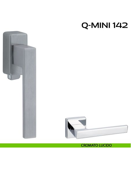 Maniglia per finestra DK con pulsante su placca Q-Mini 142 Reguitti lucido